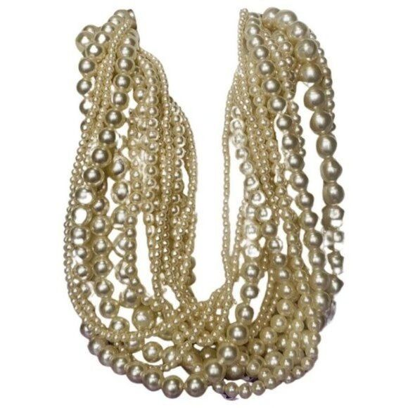 Vintage Women’s 14 Tier Graduated Faux Champagne Pearls￼ Oversized Necklace 22” - Picture 3 of 8